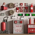 Comprehensive Fire Safety Equipment Including Hydrants Extinguishers Hose Emergency Exit Signs and Alarms