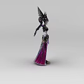 Woman In Ornate Headdress With Purple And White Decorative Cloak And Intricate Patterns