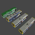 Modern City Buses In Blue Yellow White Colors With Streamlined Fleet Design