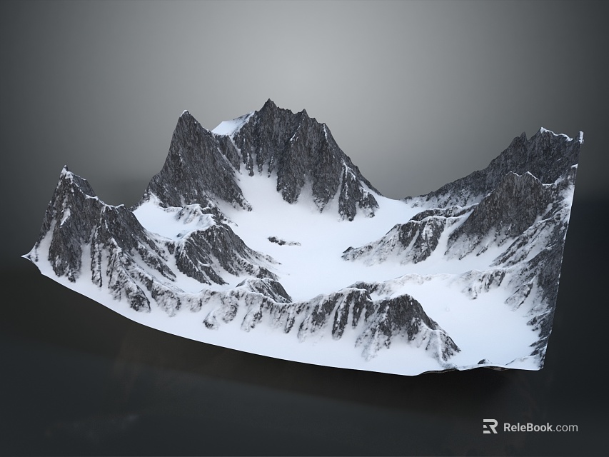 Majestic Snow Mountain Scenery With Snow Covered Peaks And Rocky Terrain 3d model 