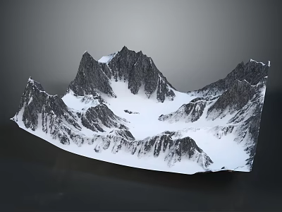 Majestic Snow Mountain Scenery With Snow Covered Peaks And Rocky Terrain 3d model