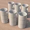 Construction Site Stacked White Concrete Cylinders as Building Components on Ground 3d model