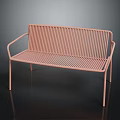 Pink Metal Slat Outdoor Public Bench With Modern Design And Armrests