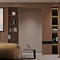 Modern Dining Living Room Interior With Beige Sofa Wooden Elements And Pendant Lighting