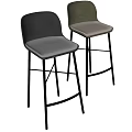 Modern Upholstered Bar Stools Set with Black Metal Frame for Kitchen Dining 3d model