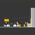 Modern Exhibition Booth With Blue Floor White Backdrop And Yellow New Fashion Sign