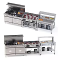 Commercial Stainless Steel Kitchen Cooking Equipment with Multiple Burners Stove Steamers Shelves and Frying Pans