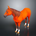Orange Horse With Brown Mane And White Hooves Standing On Dark Surface