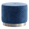 Velvet Ottoman With Hexagonal Textured Surface And Multiple Color Options For Modern Living Room