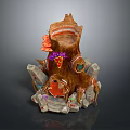 Decorative Tree Stump Shaped Building With Orange Structures Purple Flowers Stone Base And Entrance