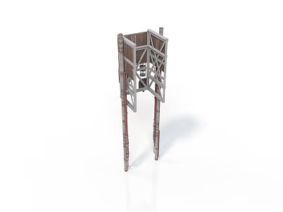 Industrial Equipment Metal Frame Structure With Support Pillars And Cross Beams 3d model
