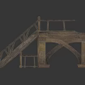 Rustic Wooden Architectural Structure With Staircase Platform Railings And Support Beams 3d model