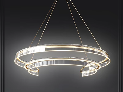 Modern Circular Chandelier Design With Transparent Crystal And Illuminated Golden Frames 3d model