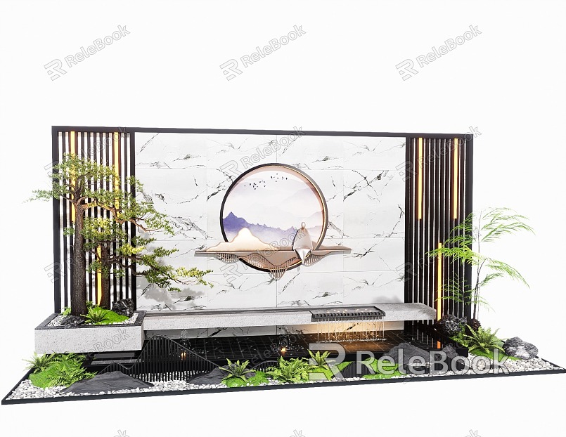 New Chinese Style Water Landscape Wall Waterscape Wall Landscape Wall model