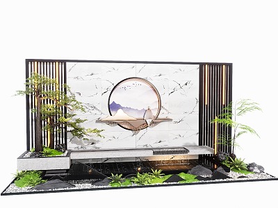 New Chinese Style Water Landscape Wall Waterscape Wall Landscape Wall model