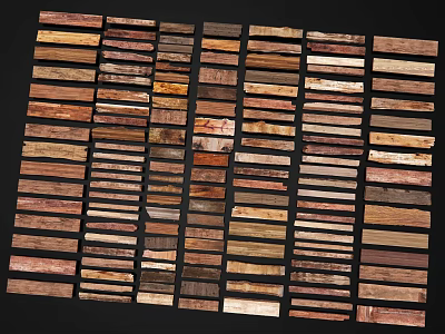 Stone Wood Samples Display With Various Textures And Colorful Wooden Planks 3d model