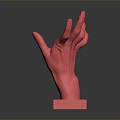 Red Hand Sculpture with Red Base Modern Decorative Home Living Ornament