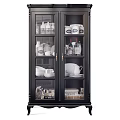 Light And Dark Glass Cabinets With Dishes Cups And Books For Home Interior