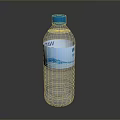 Transparent Water Bottle With Blue Cap And Wave Pattern Label For Daily Use 3d model