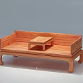 Traditional Chinese Solid Wood Arhat Bed With Backrest Armrests And Small Table 3d model
