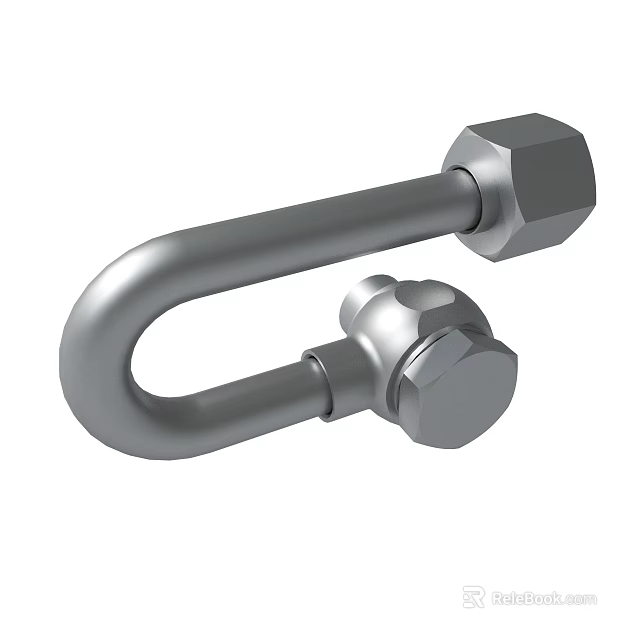 Durable Metal U Bolt Fastener With Hex Nut For Industrial Applications 3d model 
