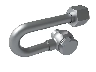 Durable Metal U Bolt Fastener With Hex Nut For Industrial Applications 3d model
