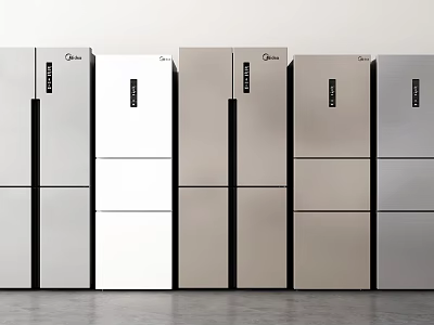 Various Modern Refrigerators And Freezers With Sleek Stainless Steel Designs 3d model