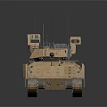 Modern Sand Colored Military Vehicle With Surveillance Sensors And Antennas On Tracked Chassis