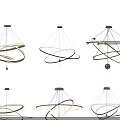 Various Modern Hanging Chandeliers With Curved Ring Structures And LED Lights