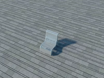 White Outdoor Chair Placed On Gray Wooden Floor With Shadow 3d model
