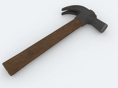 Classic Hammer With Metal Head And Wooden Handle For DIY Projects 3d model
