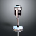 Vintage Microphone With Retro Metal Grille Stand Base And Classic Design For Recording
