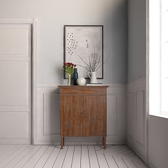 European style simple decoration cabinet flower hanging painting door 3d model