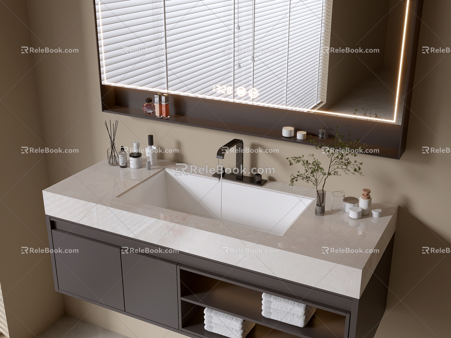 Modern Bathroom Cabinet Bathroom Counter Basin Bathroom Decoration Mirror Cabinet Sink 3d model