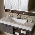 Modern Bathroom Vanity Cabinet With White Countertop Lighted Mirror Toiletries And Towels
