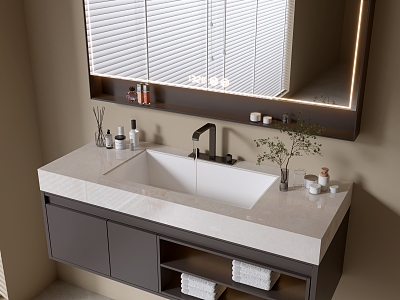 Modern Bathroom Cabinet Bathroom Counter Basin Bathroom Decoration Mirror Cabinet Sink 3d model