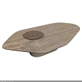 Natural Wood Coffee Table With Circular Groove Design For Living Room