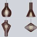 Stylish Wooden Pendant Lights With Various Geometric Shapes And Intricate Carved Patterns For Warm Illumination