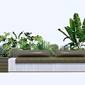Two Seater Outdoor Chair with Upholstered Cushions Surrounded by Lush Green Plants