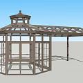 Octagonal Glass Architectural Structure Design With Geometric Frame And Transparent Panels 3d model