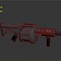 Tactical Heavy Machine Gun With Rotating Barrels Drum Magazine And Grip