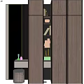 Elegant Wooden Decorative Cabinet With Open Shelves And Decorative Ornaments In Modern Home