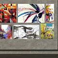 Abstract Paintings on Wall with Colorful Styles Diverse Designs Modern Art