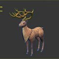 3D Animated Deer Character With Large Antlers Orange And White Standing Pose 3d model