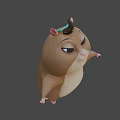 Cute Chubby Cartoon Hamster Game Movie Character With Big Eyes And Black Spiky Hair