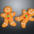 Gingerbread Man Game Movie Character With Smiling Face White Icing Red Green Candies