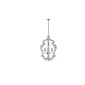 Rustic Wooden Chandelier with Intricate Carved Frame and Black Candle Bulbs