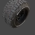 Durable Off Road Car Tire With Deep Tread Pattern And Black Wheel Rim 3d model