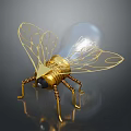 Golden Insect Shaped Bulb Lamp Unique Decorative Furniture With Artistic Wings And Spiral Legs