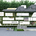 Modern Feature Wall with Bamboo Grove Background Geometric Panels and Estate Signs